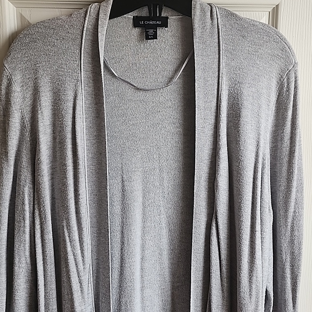 Le Chateau Heather Gray Longline Cardigan XL - Picture 2 of 6